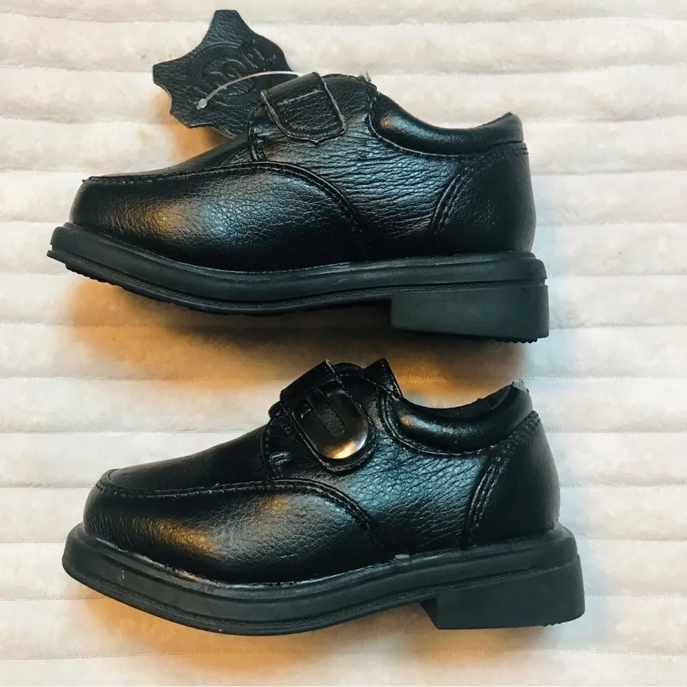 Black Leather Kids School Shoes Dress Shoe Toddler Baby Boys Size 5